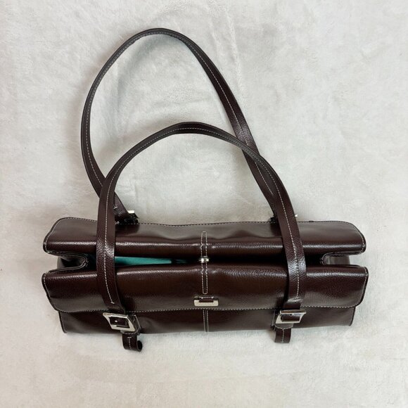 Kenneth Cole Reaction Leather Handbag Chocolate Brown Stylish Purse - Picture 8 of 16